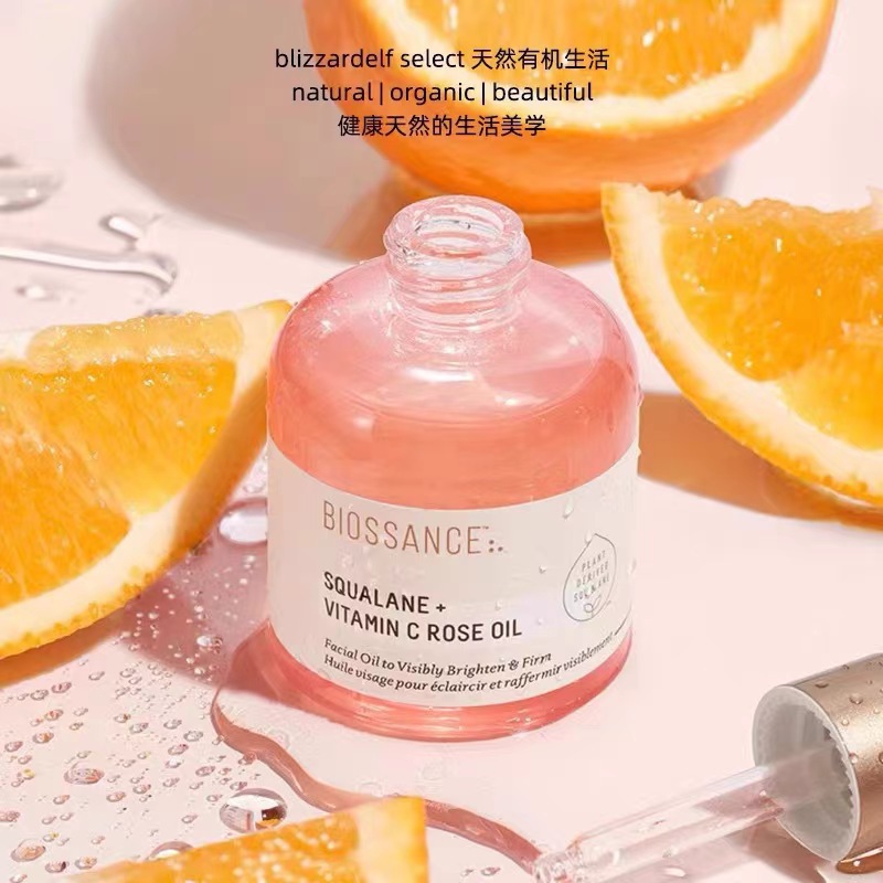 Cross-Border Biossance Squalane Rose Essence Oil Vc Vitamin Powder Brightening Exquisite Essence 30ml