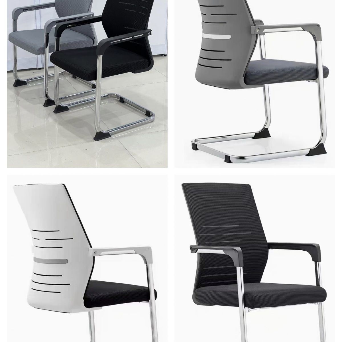 Manufacturer Wholesale Black and Gray Bow-Shaped Chair, Staff Meeting Chair, Comfortable for Long Sitting, Dormitory Chair, Mahjong Chair, Computer Chair, Office Chair