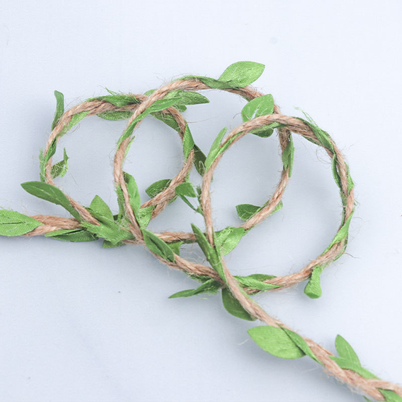 Handmade DIY Artificial Decorative Rattan Green Leaf Braid Leaf Hemp Rope Kindergarten Natural Corner Environment Layout Material