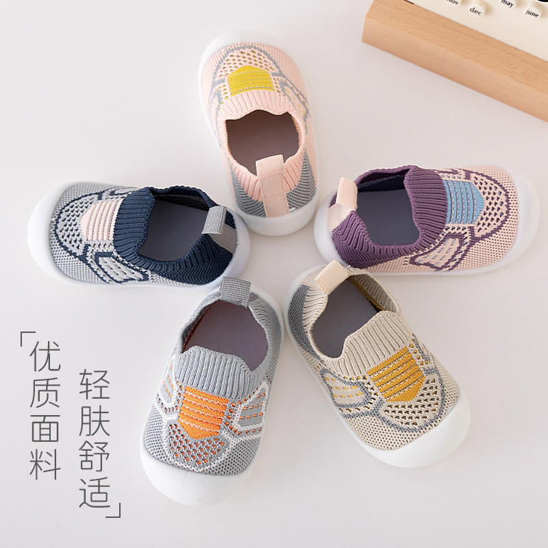Foreign Trade Cross-Border Soft-Soled Baby Toddler Shoes Breathable Mesh Socks Shoes One-Step 1-3 Years Old Baby Toddler Shoes Summer