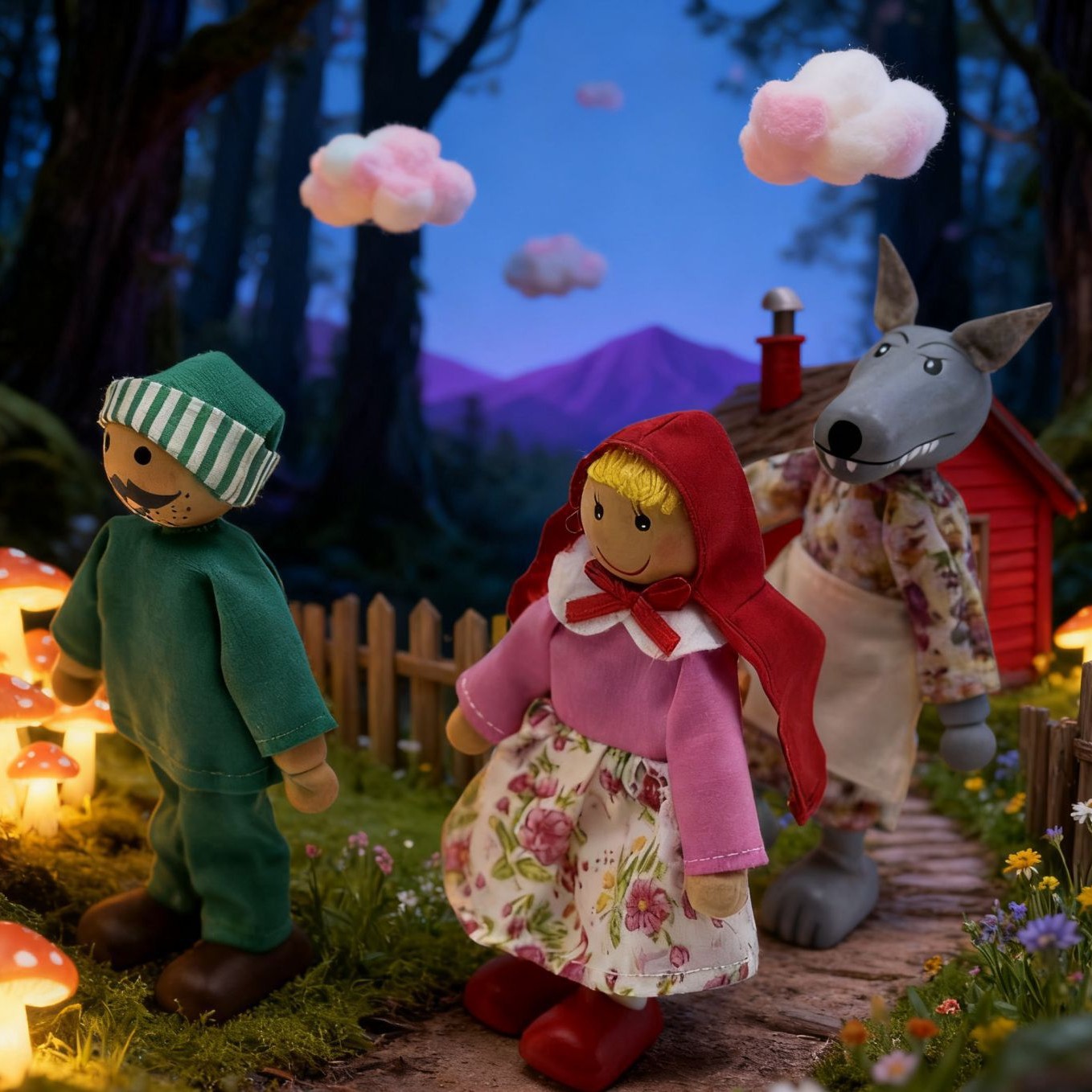 Parent-Child Story Little Red Riding Hood Wolf Grandma Teaching Aids Baby Hand Puppet Animal Finger Puppet Rag Doll Plush Doll