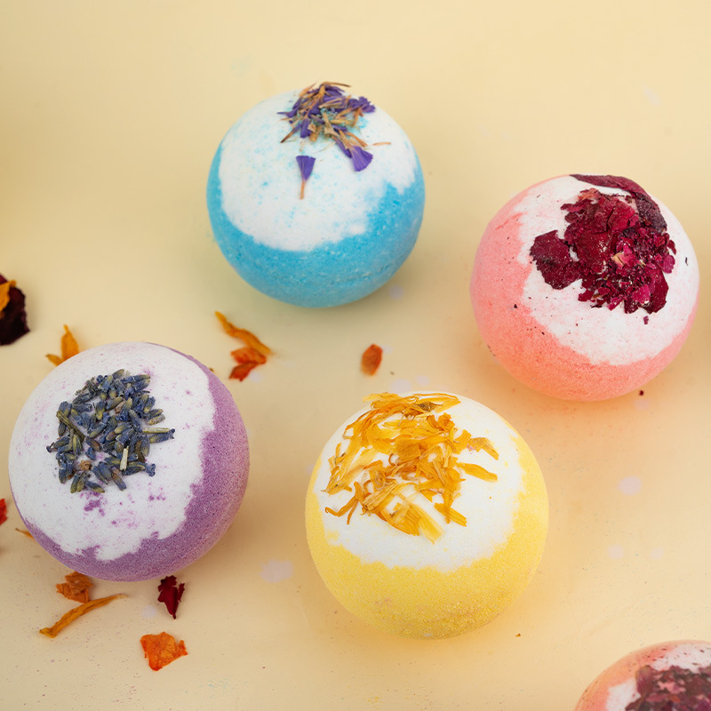 Cross-border explosion dried flower bath salt ball 100g essential oil bubble bath ball bubble bomb bath ball bath ball in stock wholesale