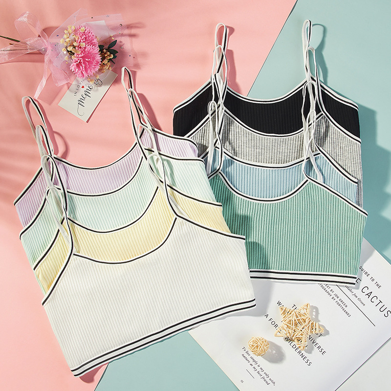 Girls' Tube Top, Pure Cotton, Medium and Large Kidsren's Bra, Middle and High School Girls' Vest, Suspender Intimates, Development Period Kidsren's Bra