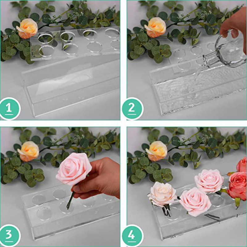 Acrylic Flower Vase Ornament Rectangular Modern Vase Decoration Wedding Home Dining Room Table Decoration Transparent Vase