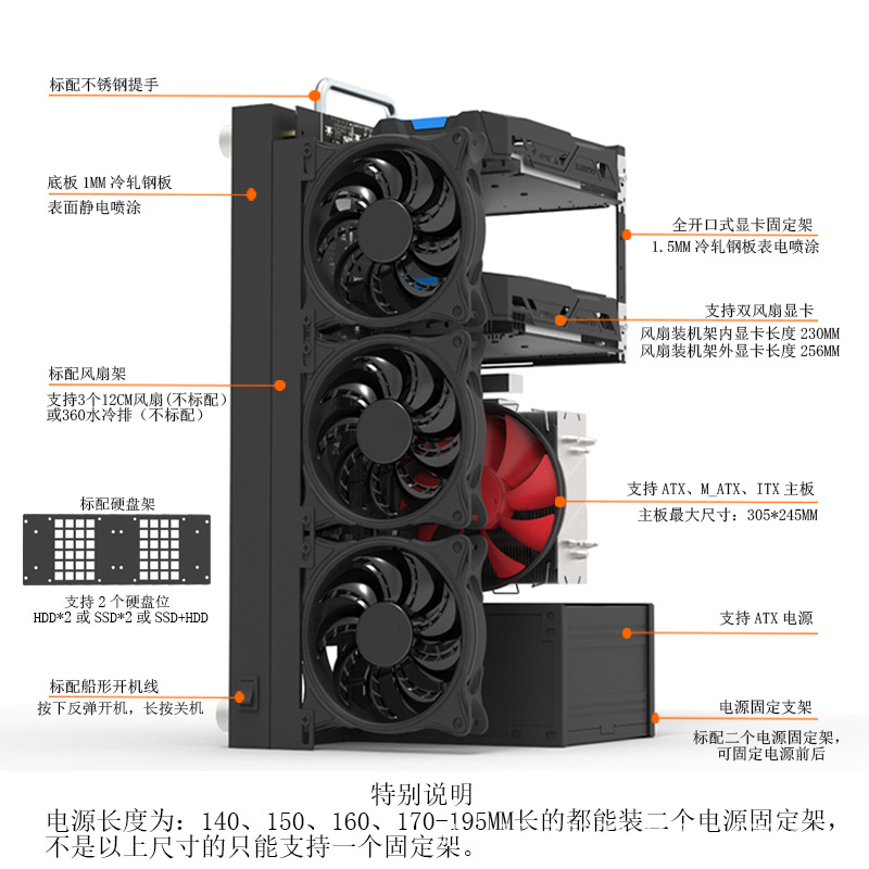 A-Onebox Open Chassis X79 Single-Channel Atx Motherboard Bracket Can Stand Horizontally with Satchel Supports Water-Cooled Rack