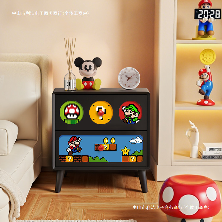 Тумбочка из массива дерева для дома, тумбочка Марио, креативный дизайн, тумбочка для детской комнаты