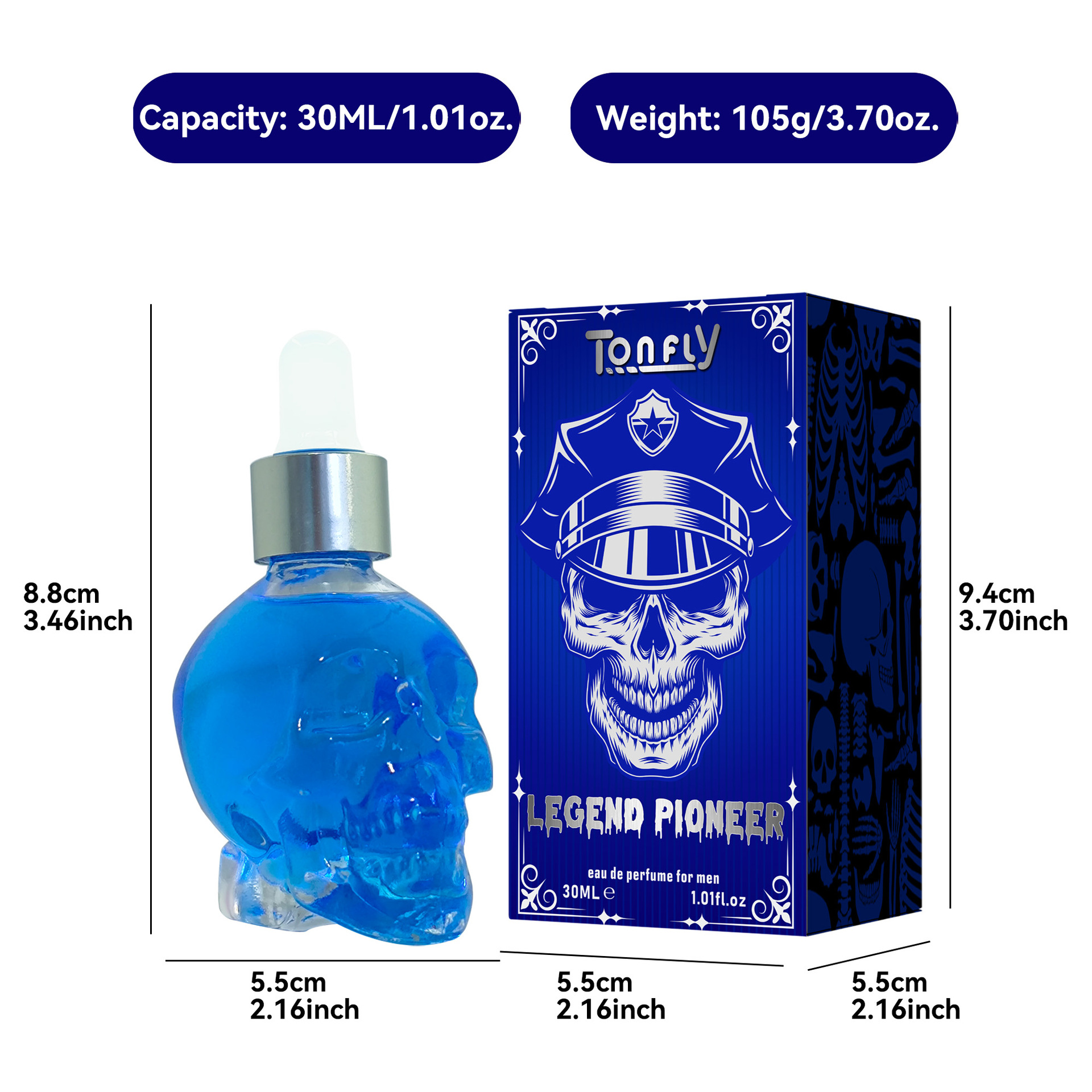 TONFLY men's skull perfume oil 30ml cologne lasting fragrance perfume cross-border wholesale