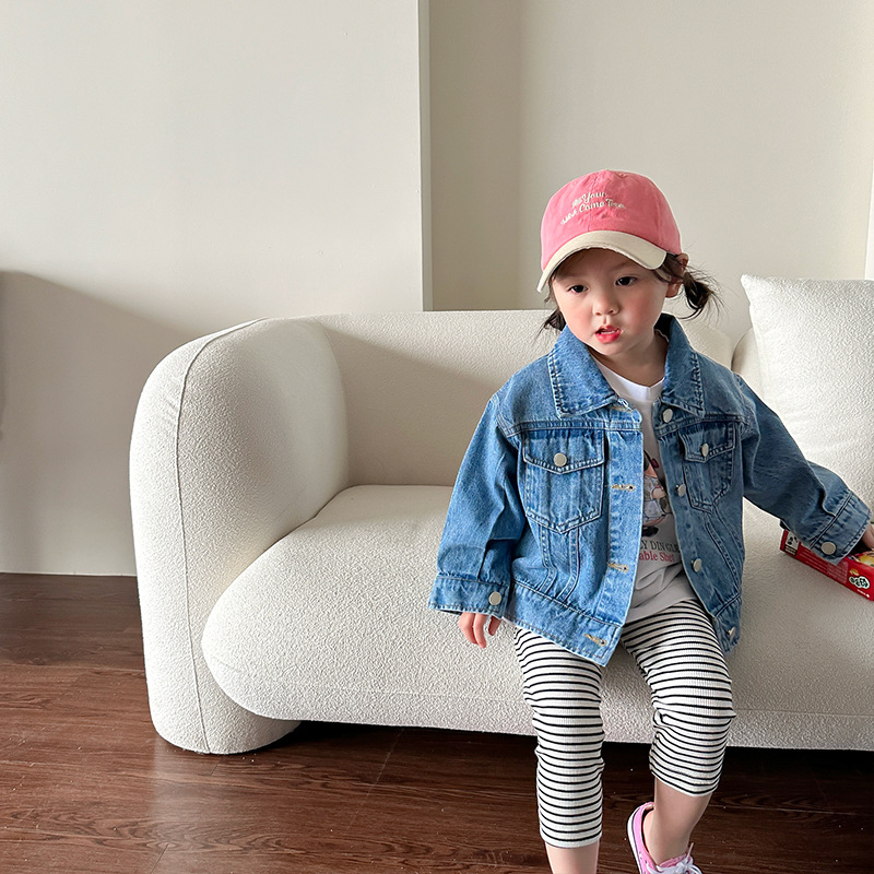 Verwood children's clothing children's denim coat spring clothing for boys and girls casual solid color cardigan female baby spring coat wholesale