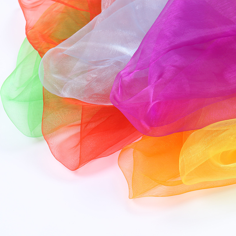 60cm solid color chiffon scarf children dance performance Magic small silk scarf square scarf nylon game scarf wholesale