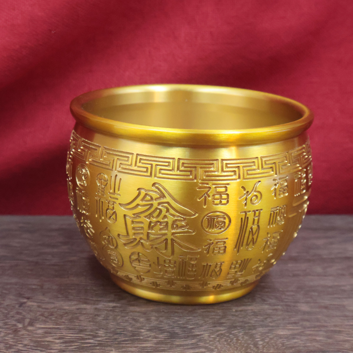 Brass Rice Cylinder Copper Cylinder Baifu Cornucopia Ornaments Piggy Pot Copper Water Cylinder Fortune Cylinder Home Living Room Decorations