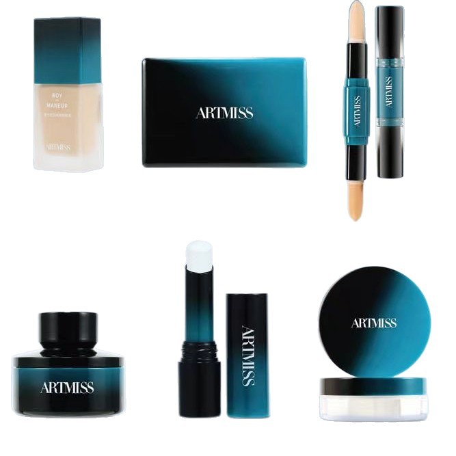 Oem Men's Makeup Customized Processing Oil Control Refreshing Cross-Border Liquid Foundation Concealer Powder Loose Powder Cosmetics Set