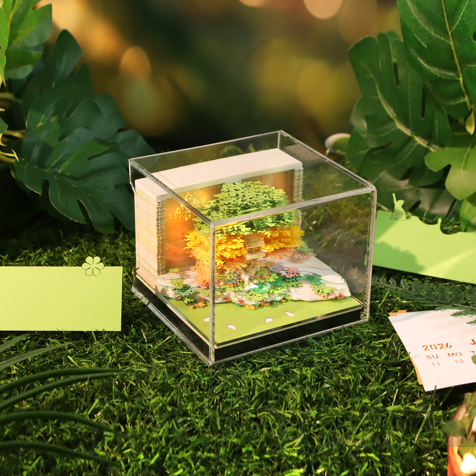 2026 Creative Paper Sculpture Calendar Flower Sea Tree House 3D Sticky Notes Company Corporate Gift Custom Ornament