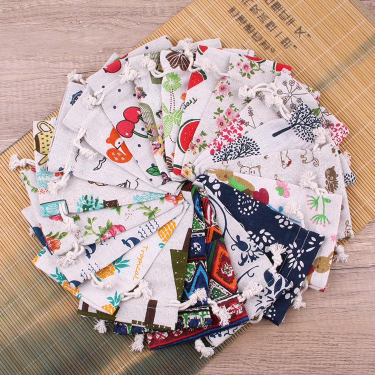 Cross-border hot jewelry jewelry storage Christmas gift bag sachet sachet drawstring bag imitation linen bag
