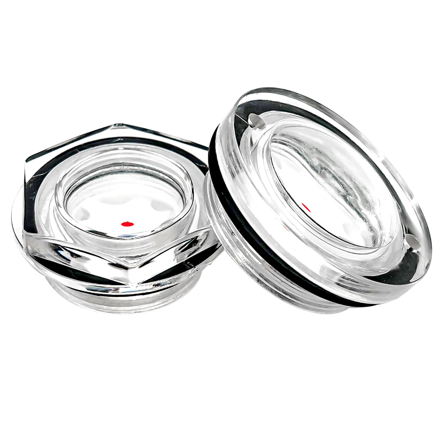 Screw-In Oil Level Hexagonal Oil Level Sight Glass Round Liquid Level Gauge Observation Window Plexiglass Plastic Copper Aluminum Stainless Steel