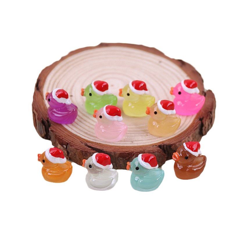 Christmas duck garden creative Christmas ornaments luminous micro landscape resin creative ornaments factory wholesale