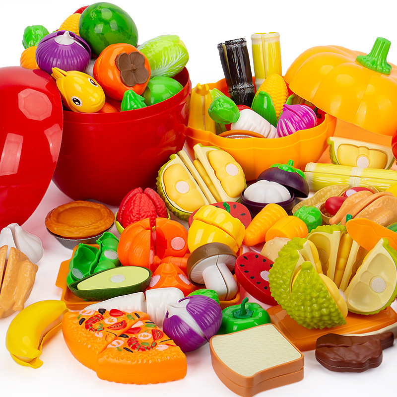 Manufacturer Wholesale Simulated Fruits and Vegetables Peelable and Cuttable Toys Girls Kitchen Play House Storage Apple Set