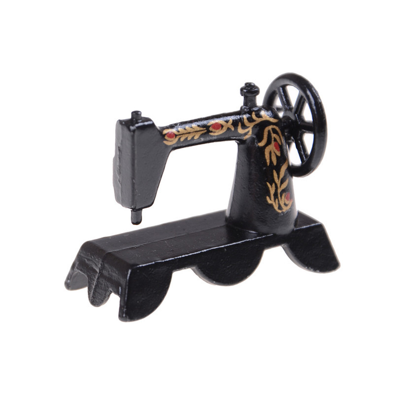 1:12 doll house simulation mini metal retro sewing machine miniature scene ornaments