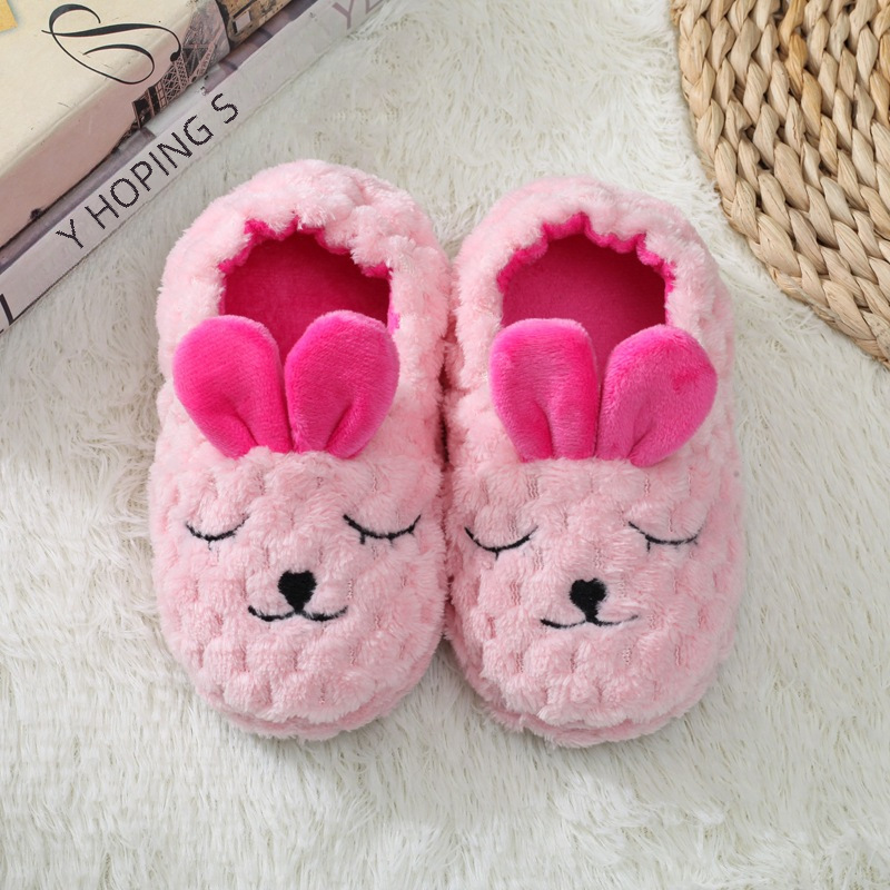 Cross-border supply of new children's cotton slippers autumn and winter warm home corn down rabbit cotton slippers