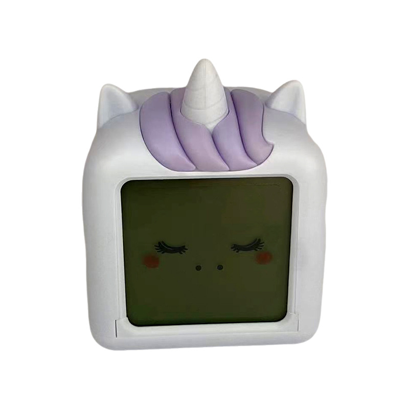 Factory Customized Creative Unicorn Square Clock Colorful Luminous Alarm Clock Student-Specific Cartoon Dinosaur Electronic Alarm Clock