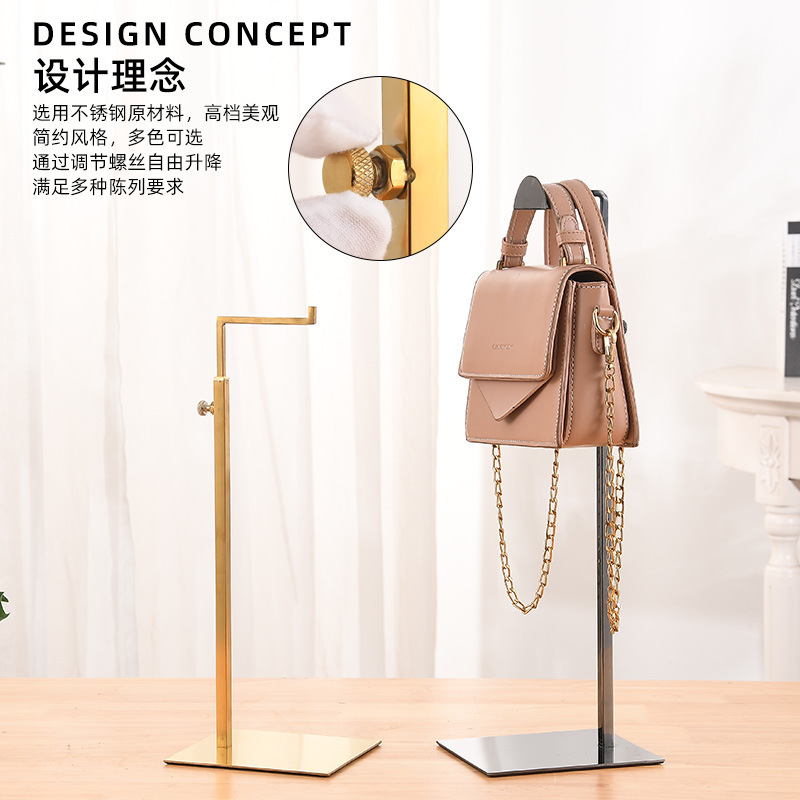 Cross-Border Stainless Steel Bag Display Rack Floor-Standing Bag Support Bracket Adjustable Lift Display Display Rack