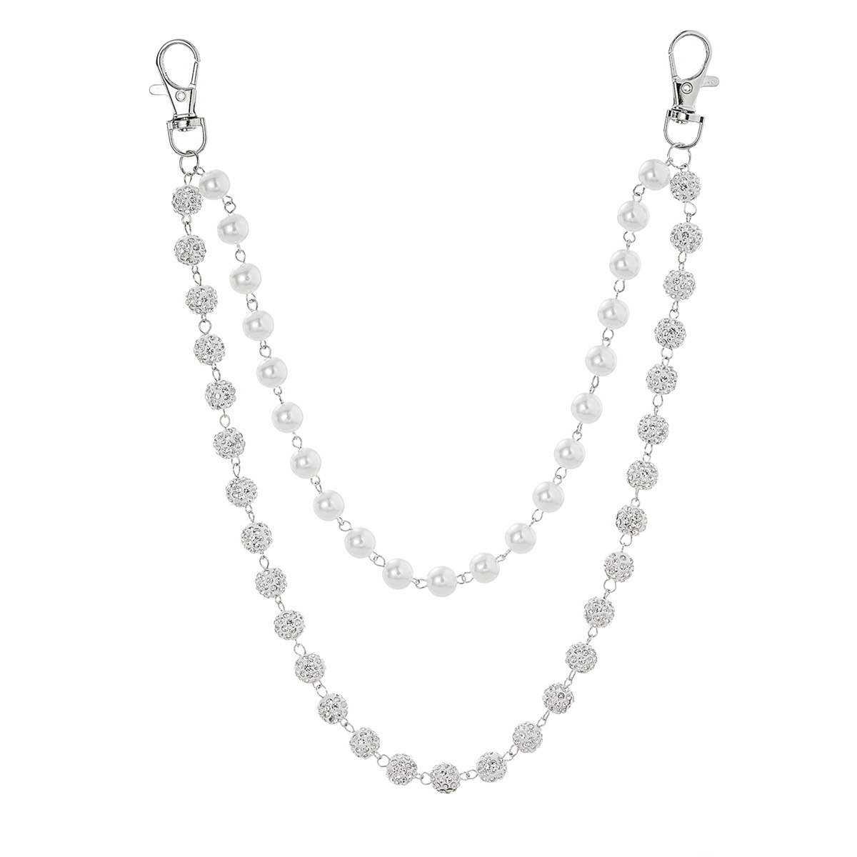 Cross-Border Popular Jewelry Punk Style Abs Imitation Pearl Soft Clay Multi-Layer Jeans Hanging Chain Unisex Waist Chain