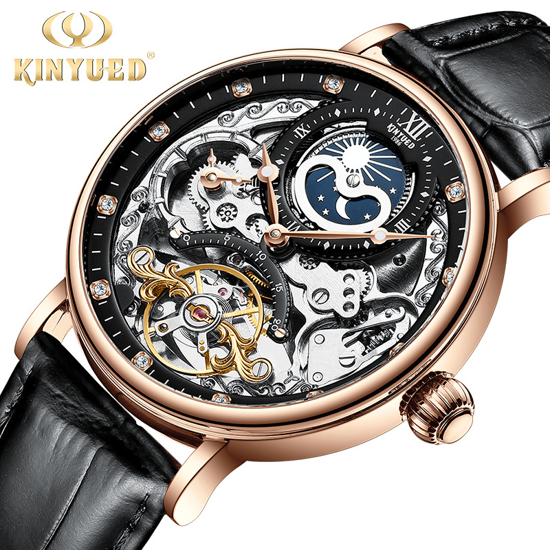 Kinyued Fully Automatic Mechanical Watch Business Men's Watch Tourbillon Mechanical Watch Men's Multi-Functional Men's Watch