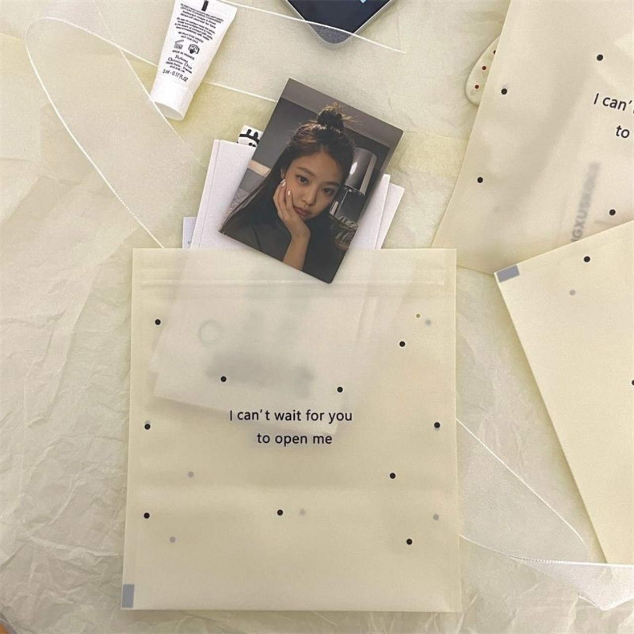 Сумка в стиле Ins с кремовыми горошками, утолщённая экосумка для упаковки продуктов, пакет для нижнего белья и носок