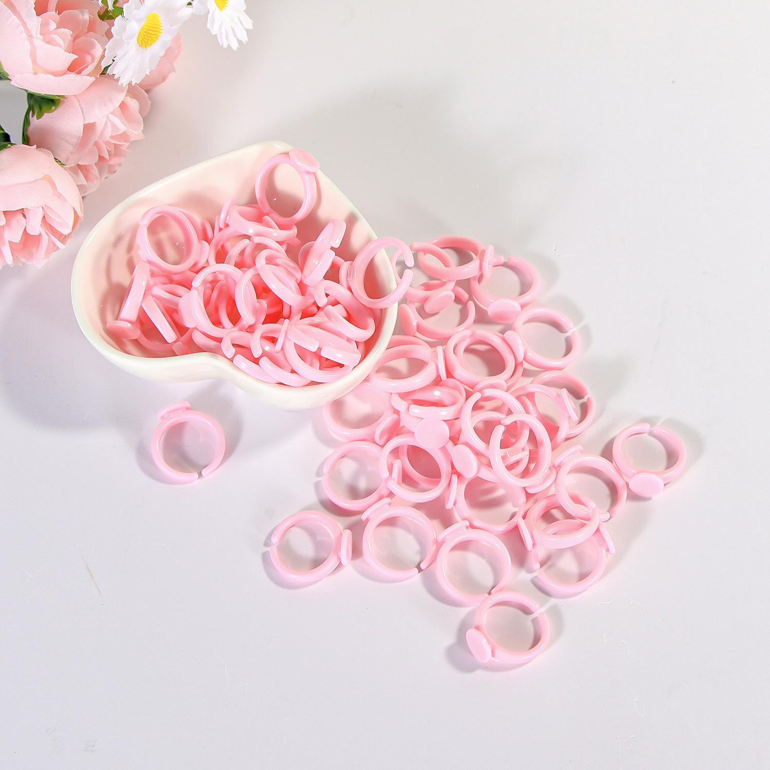 Manufacturer Wholesale Pink Ring Base DIY Semi-Finished Children's Jewelry Accessories Plastic Open Ring Children's Crafts