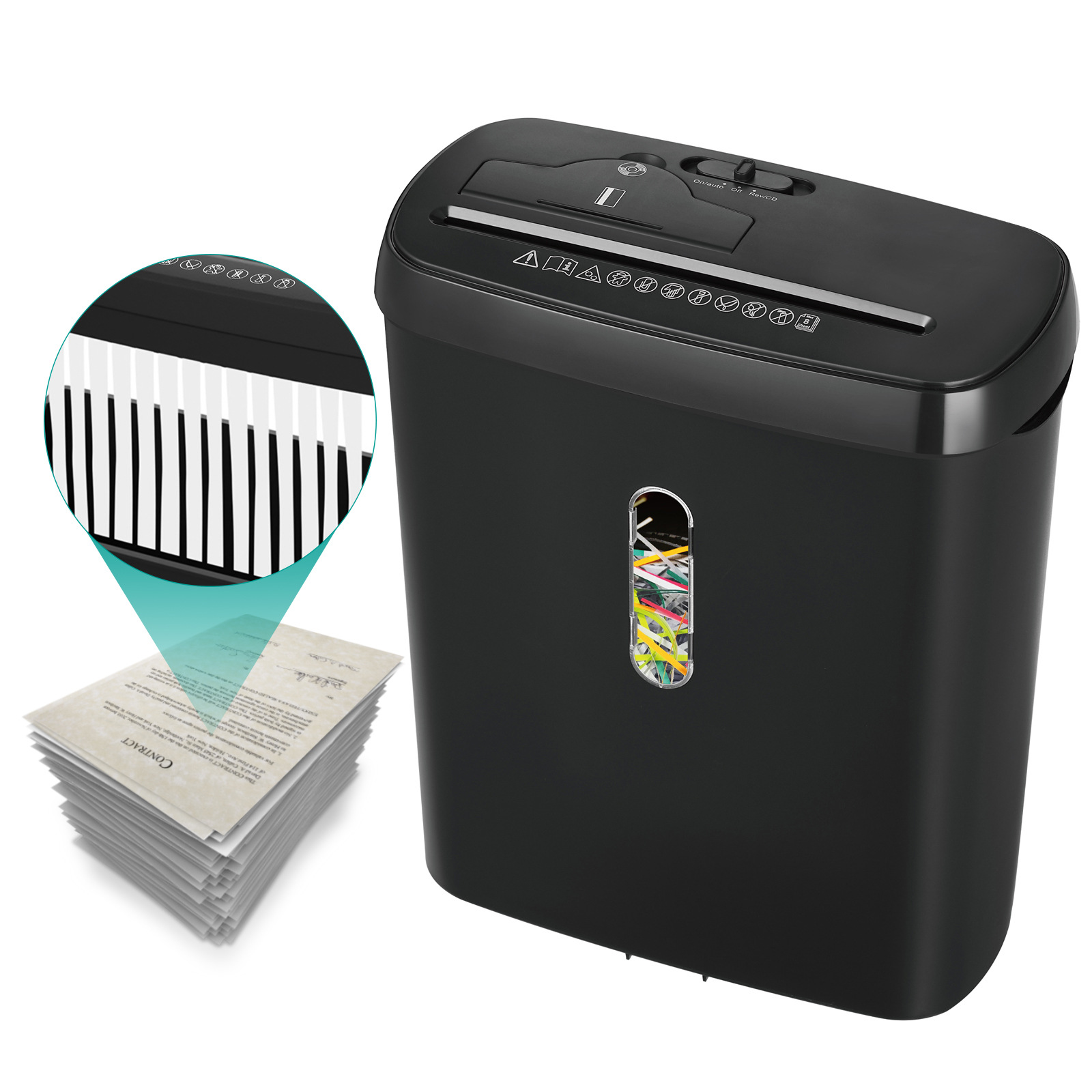 Lingya Sd108P Shredder Office 12L Large Capacity Electric Small Strip 2 Level Household Cross-Border 8 Sheets of Shredding