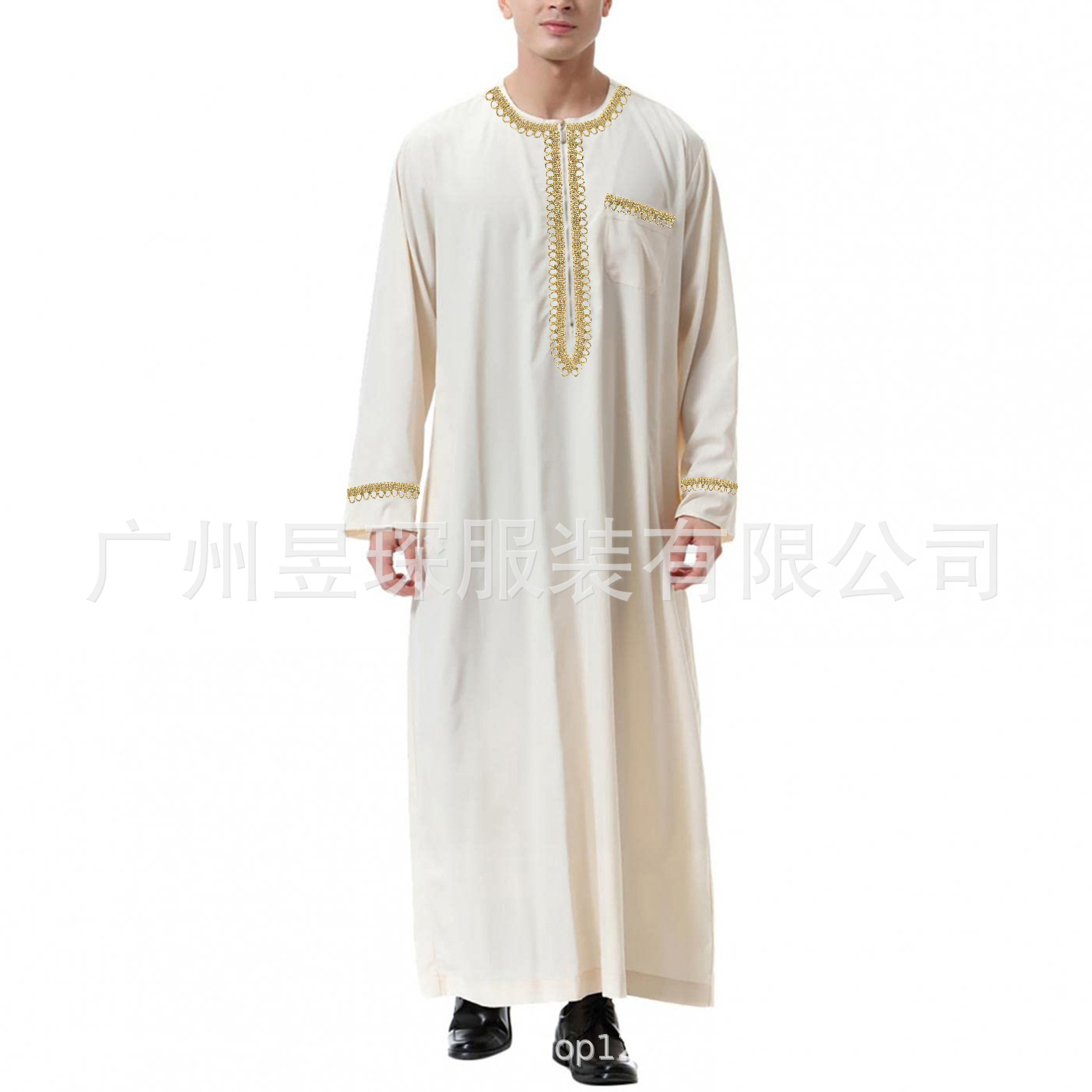 2023 New Muslim Middle Eastern Arabic Abaya Men's Round Neck Hot Selling Clothing