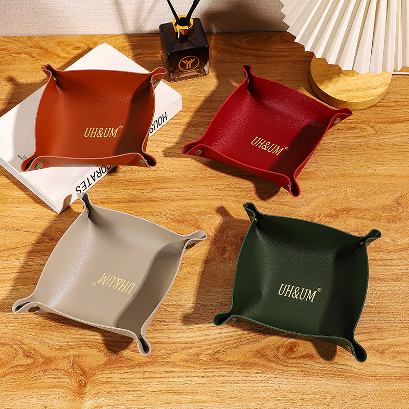 Leather Storage Box Factory Custom Cosmetic Toy Storage Tray Nordic Ins Creative Desktop Exquisite Storage Tray