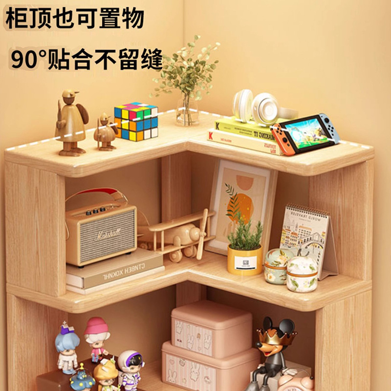 Integrated Corner Solid Wood Bookshelf Storage Rack Wall-To-Ceiling Narrow Cabinet Home Corner Storage Shelf Bookcase Storage Cabinet
