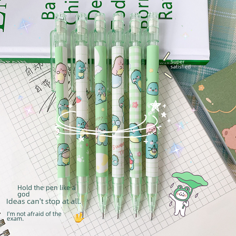 Creative Peach Automatic Pencil Primary School High Color Value Small Dinosaur Activity Pencil No-cutting Press Pencil 0.5