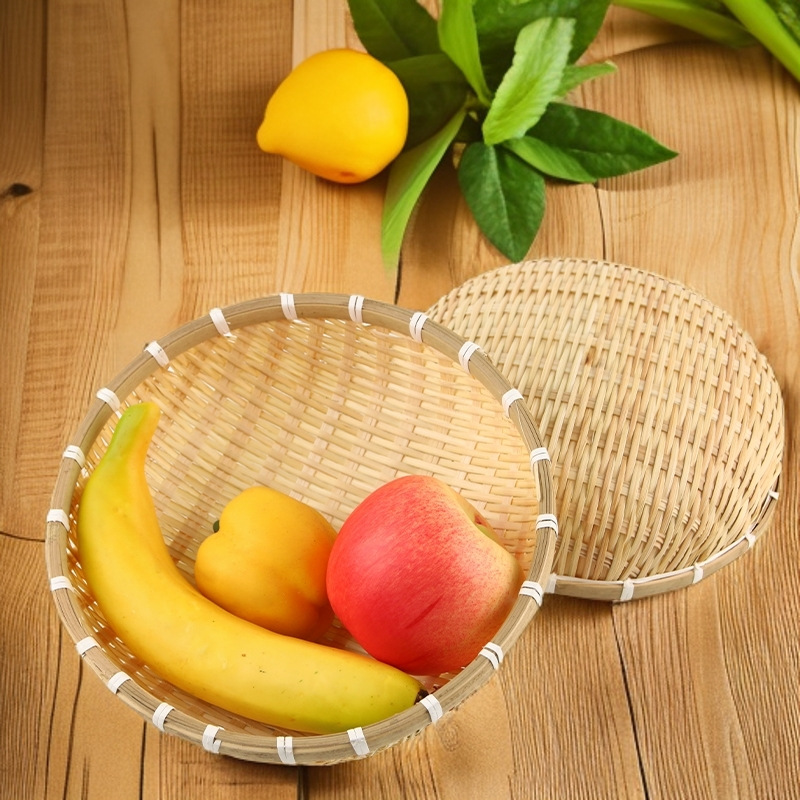 Bamboo Woven Dustpan, Steamed Bun Storage Basket, Bamboo Woven Basket, Bamboo Woven Basket for Washing Vegetables, Draining, Rice Washing Basket, Fruit Basket, Small Basket