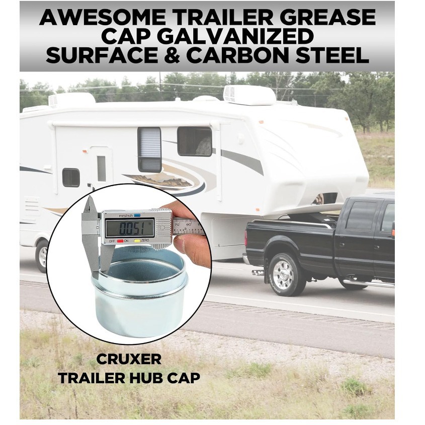 2 Set 2000-3500 Pounds Trailer Hub Grease Cover 1.98inch Hub Dust Cover