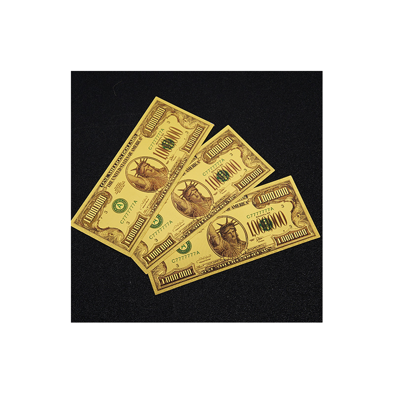 Gold Foil Commemorative Coin Pet Plastic Gold Foil Gold Banknote Lettering Colorful Double-Sided Colorful Printing 1000000 Yuan Commemorative Coin Customization