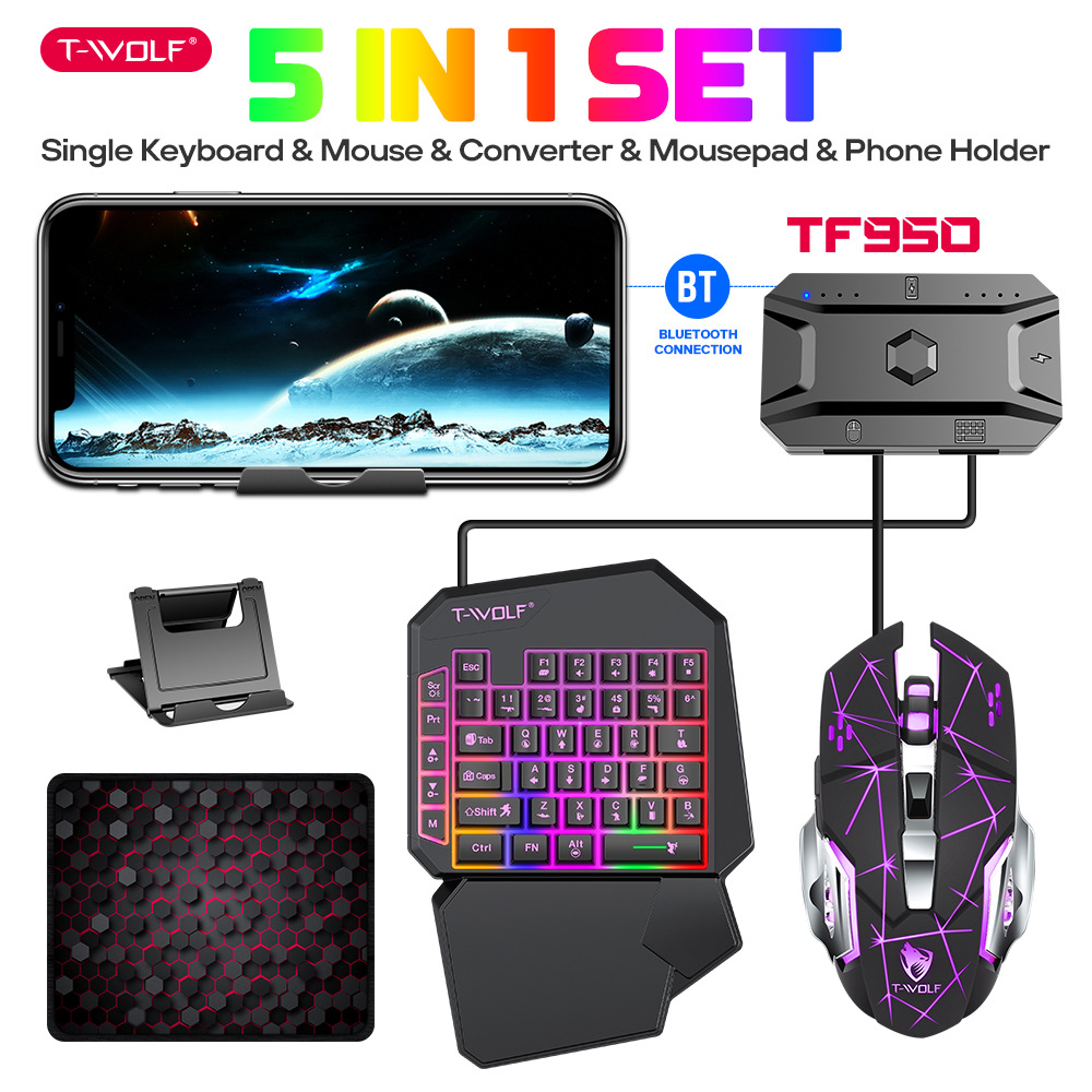 Tf950/T19/Tf900 Game Set Mobile Phone Tablet One-Handed Small Keyboard Mouse Peripheral Throne Adapter