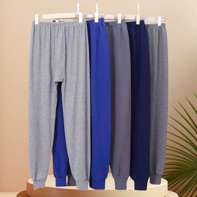 Middle-aged and elderly men's thickened fleece-lined long johns loose plus size velvet pants for the elderly men's one-piece brushed brushed long johns