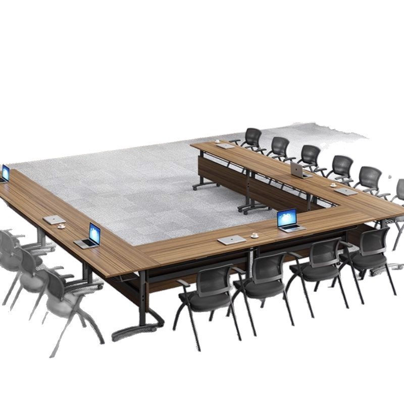 Folding Training Table, Conference Table and Chair Combination, Removable Splicing, Multi-Functional Office Tutoring Class Long Double Desk