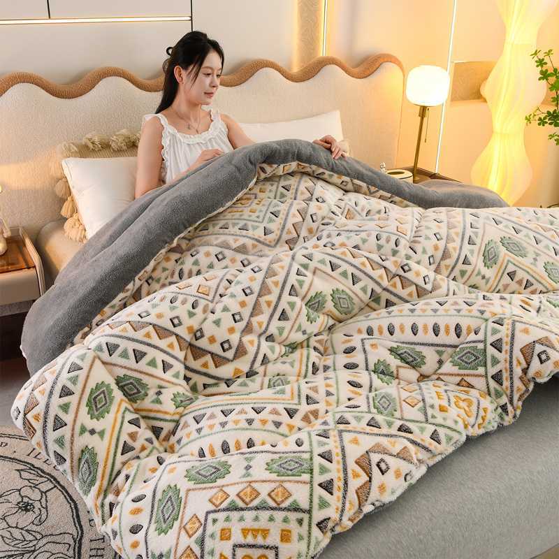 Nantong Home Textile Bedding 2025 New Skin-Friendly Comfortable Snowflake Velvet Lamb Velvet Thickened Warm Winter Quilt Group Purchase Wholesale