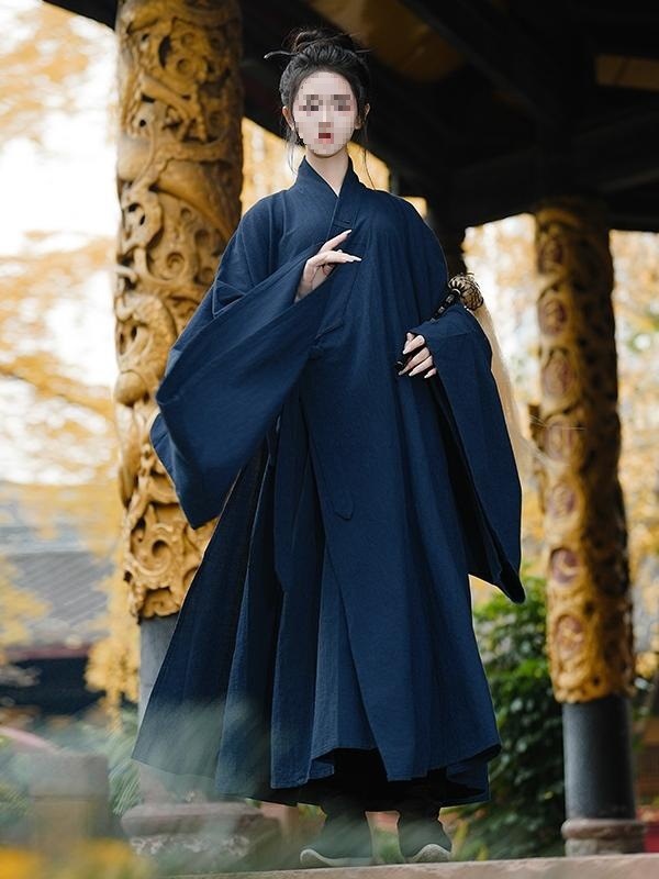 Taoist Robe Autumn and Winter Woolen Men's and Women's Hanfu Plain Traditional Three-Collar Taoist Home Clothes Taoist Robe