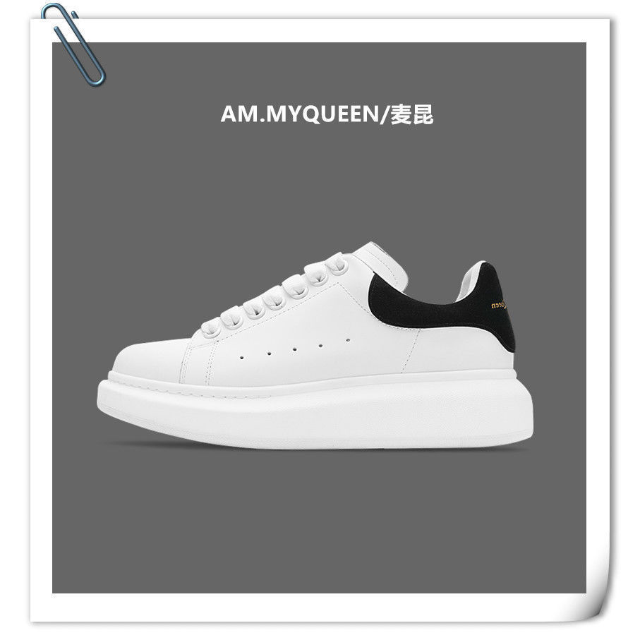 2025 New plus size McQueen White Shoes Men's and Women's Couple Student Sports Casual Men's Shoes Internet Popular Trendy High-height Shoes