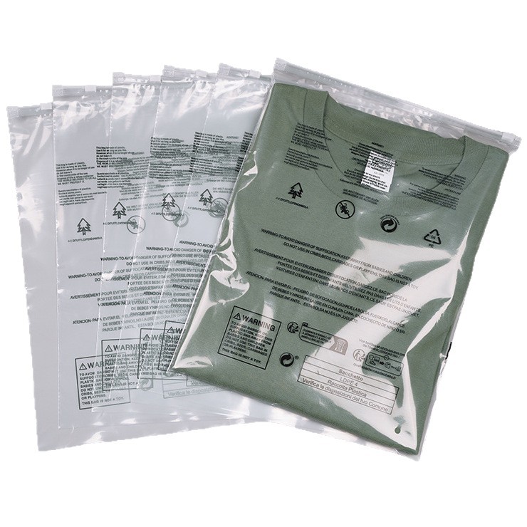 Triman French Micro-Label Warning Zipper Bag Teum Transparent Clothing Packaging Bag Cross-Border Environmental Protection Six-Country Slogan