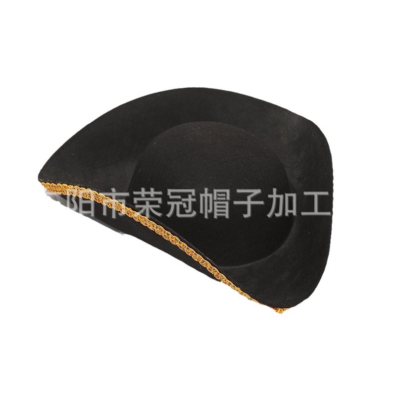Stage Performance Pirates of the Caribbean Decorated Halloween Faux Leather Pirate Hat Triangle Hat Jack Captain Hat