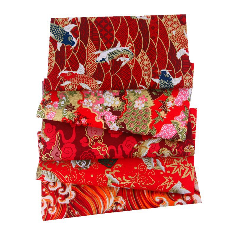 Japanese Style Hot Stamping Packaging Patchwork Cloth Set Plain Pattern Cloth Pure Cotton Small Floral Handmade DIY Cotton Cloth Manufacturer