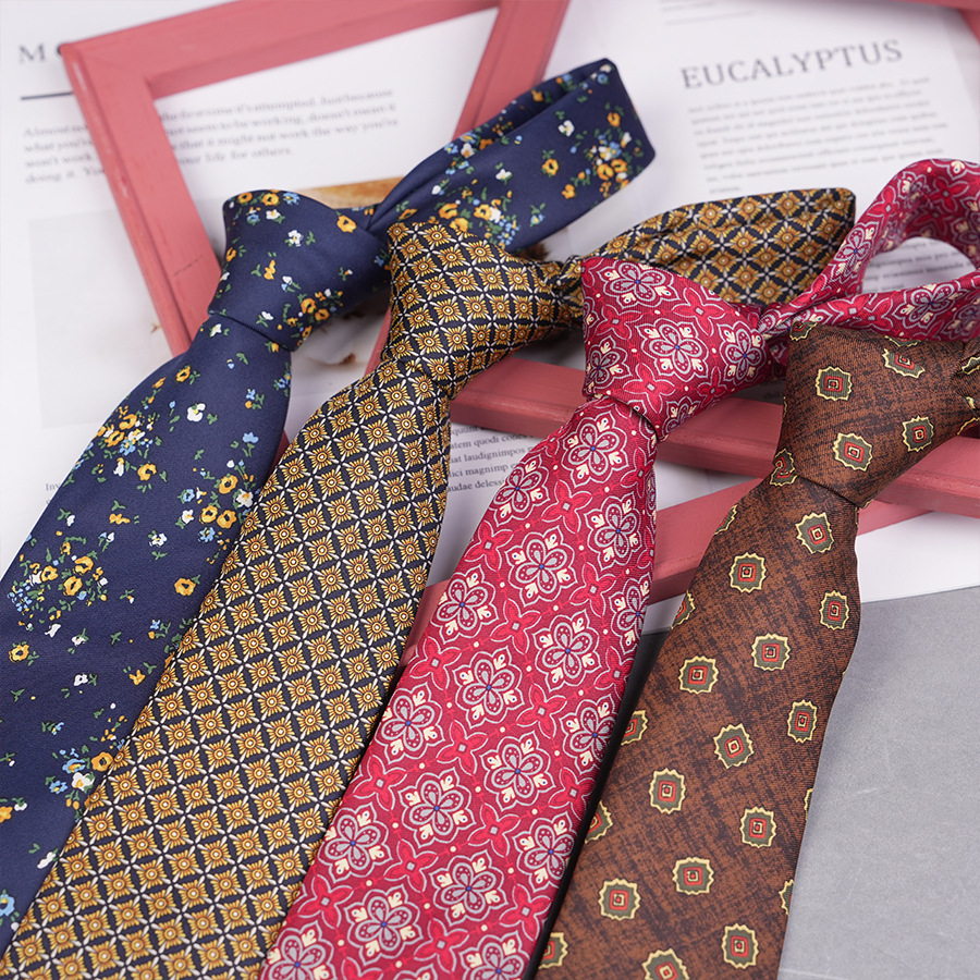 Печатный галстук 8 см, ручной работы, повседневный, для свиданий, свадьбы, жениха, красный с цветочным узором, винтажная мода, прямая поставка