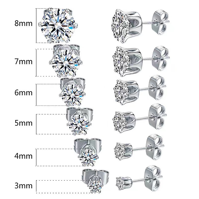 B292 European and American Cross-Border Simple Stylish Fashion Round Geometric Rhinestone Earrings Ear Bone Nails Simple Diamond Gift