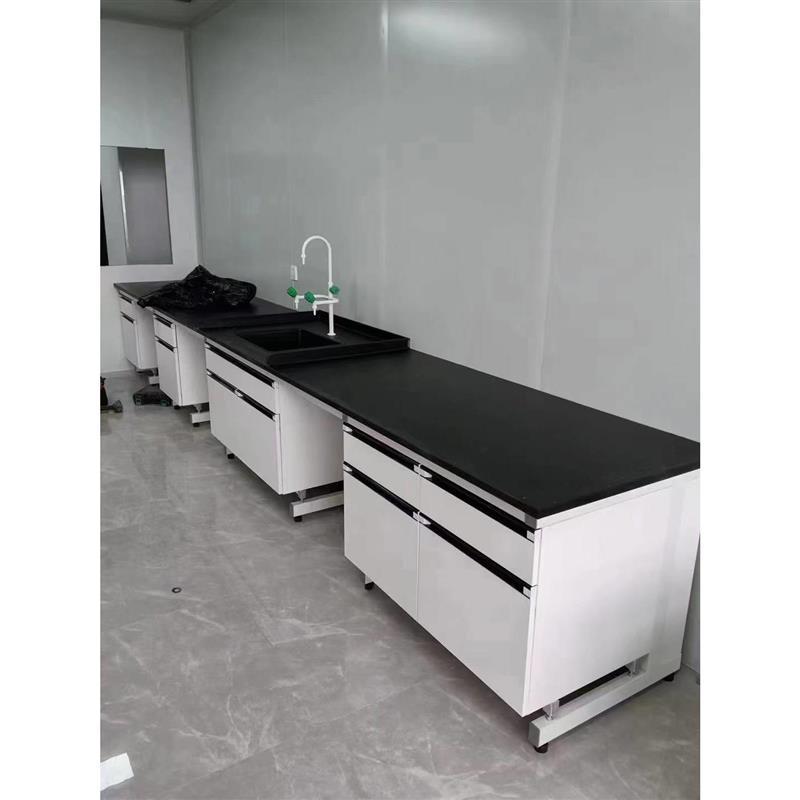 All-Steel Central Test Bench with Wall Cabinet Chemical Experiment Bench Room Table Workbench Steel Wood Side Table Vertical Cabinet Operating Table