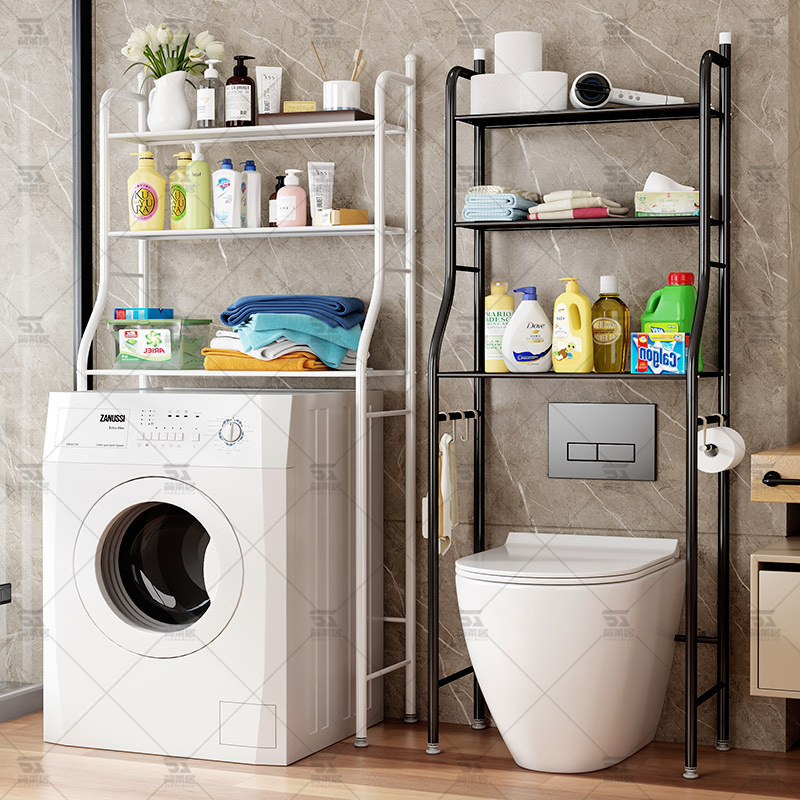 Toilet Rack Storage Rack Bathroom Washing Machine Floor Storage Punch-Free Roller Bathroom Toilet Balcony