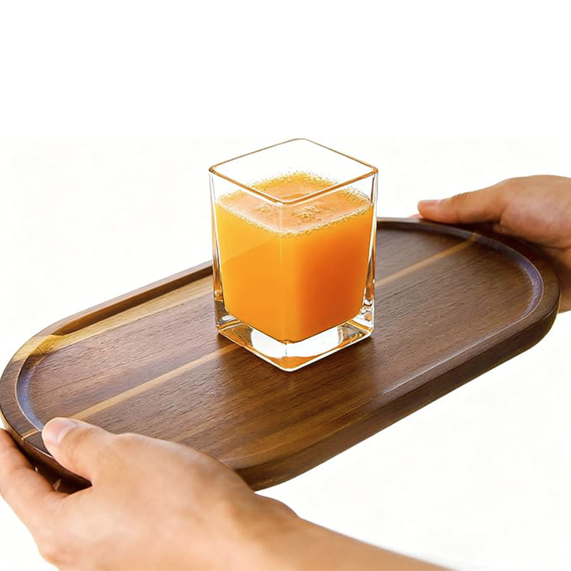 Acacia Wood Tray Japanese-Style Tea Tray Household Solid Wood Dinner Plate Rectangular Coaster Wooden Tray Coffee Shop Cake Candy